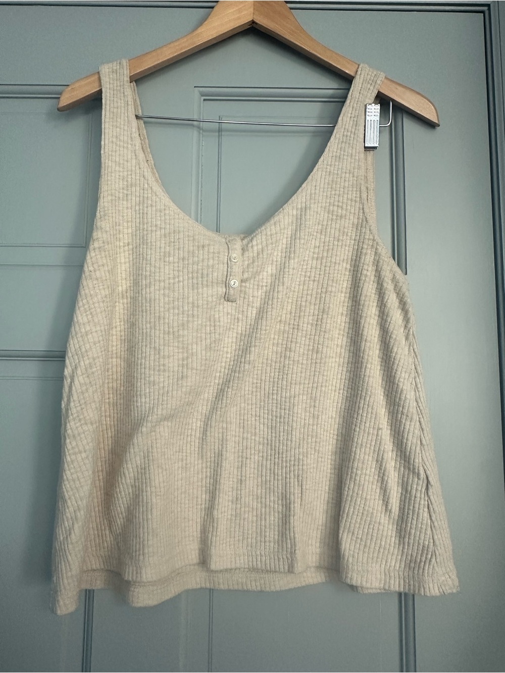 Women’s Beige Ribbed Pajama Set - Picture 2 of 6